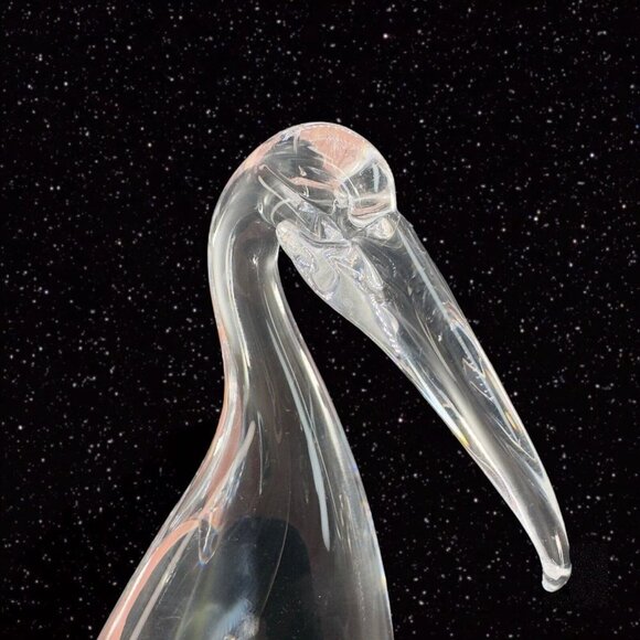 Venetian Clear Art Glass Bird Duck Clear Crystal Green Manganese 365nm UV Glow - Picture 12 of 16